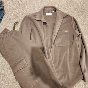Aritzia TNA Taupe Fleece Jacket
